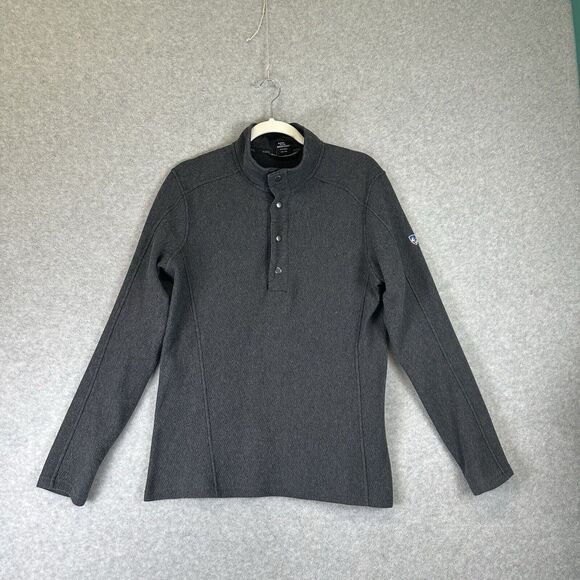Kuhl Sweater Mens Medium Gray Konfronter 1/4 Snap Jacket Pullover Mock Neck - Picture 2 of 13